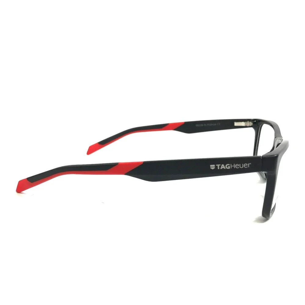 Tag Heuer Eyeglasses Frames TH551 005 Black Red Rectangle Full Rim 57-16-145